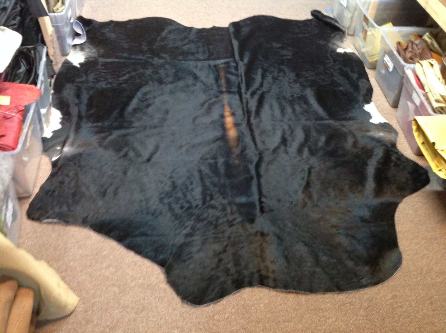 FLAH507. Black Hair on Cowhide Rug