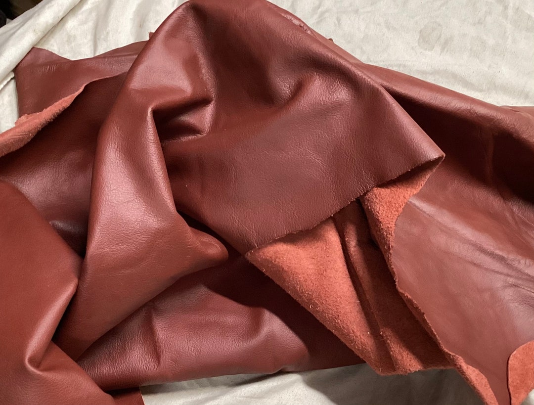 Brick Red Leather Cowhide Remnants, 1003 Etsy