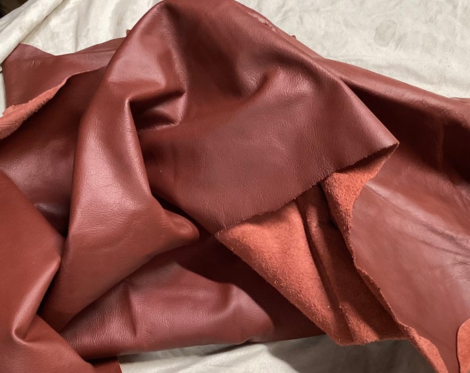 Brick Red Leather Cowhide Remnants, 1003