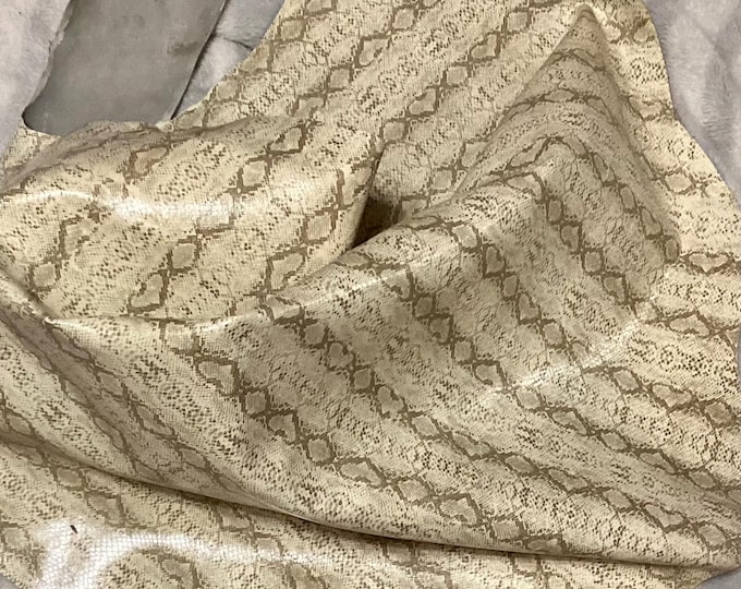 Light Brown Embossed Snakeskin Leather Cowhide Remnant.  LA604