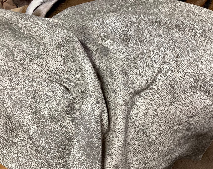 Gray Spotted Distressed Leather Cowhide Remnant. Leather Hide.  cowhide. Upholstery leather.  Garment leather. Leather Pieces. 42DWR