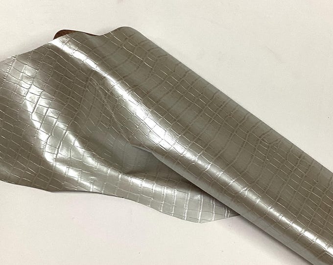 Platinum Embossed Gator Leather Lambskins.  Leather Hides.  Hides.  OSM07760