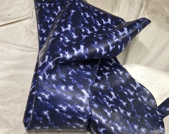 Blue and White Printed Leather Lambskins.OSM10196