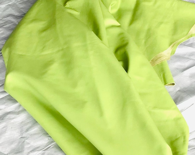 Lemon Lime Leather Cowhide. Upholstery Leather. Garment Leather. Crafting Leather. Handbag Leather. CAR843