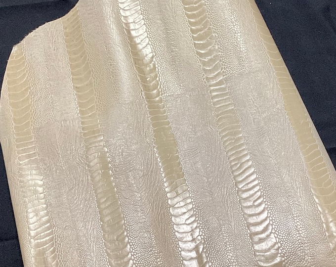 Taupe Embossed Snakeskin Pattern Leather Cowhide Partial,  ULCH32