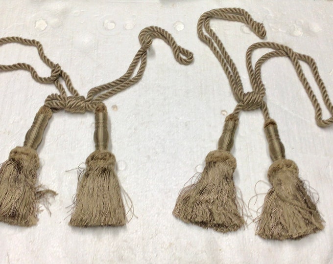 Package of 2 Mushroom Color Double Tassel Curtian Tiebacks. 30 Imch. DW33