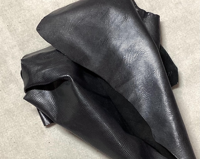 Gray Embossed Snakes Skin Leather Cowhide Remnant.  LAC14