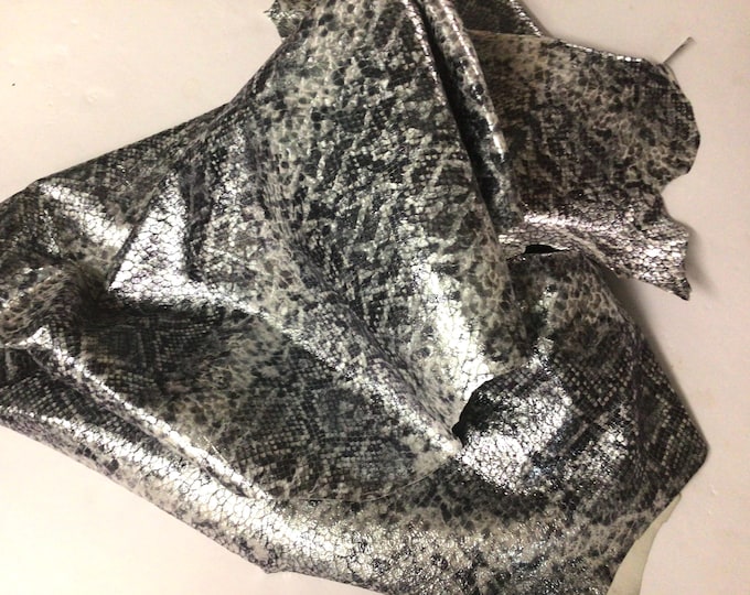 Black and Gray Printed Leather Lambskin. Leather Hides. Crafting Leather. Handbag Leather. Upholstery Leather. OSM1152