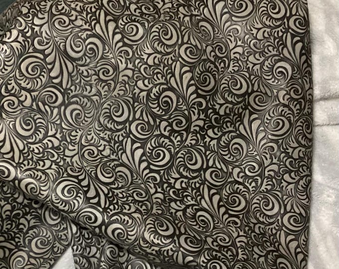 Black and Gray Embossed Leather Cowhide.  SCR605