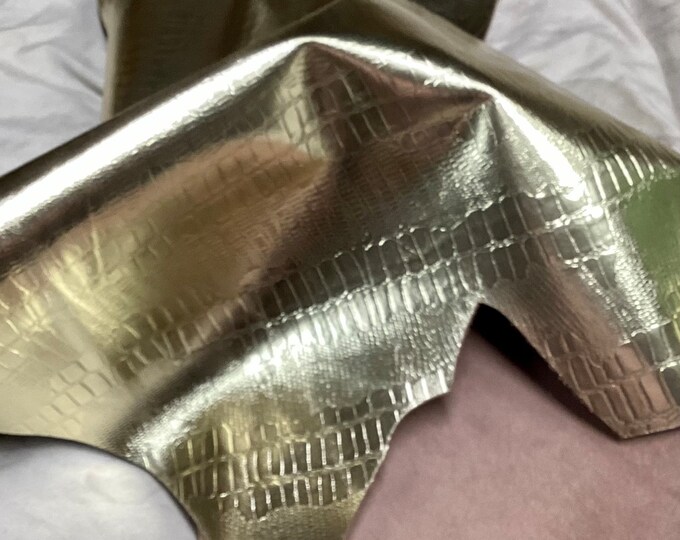Rose Gold Embossed Gator Leather Lambskin.  OSM20549
