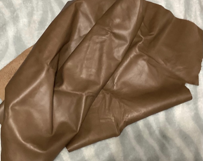Light Brown Leather Cowhide Remnants, Upholstery Garment Leather (.90-1.1mm) NC113