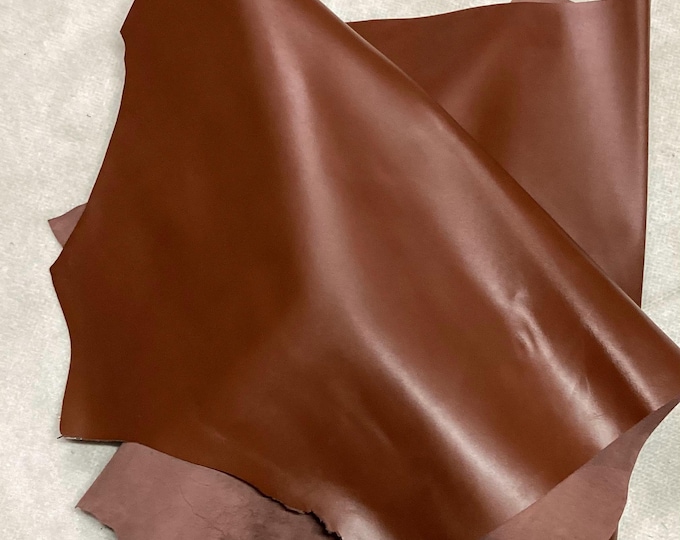 Cognac Leather Cowhide Remnant, Upholstery Material (15 sq ft). LAC05