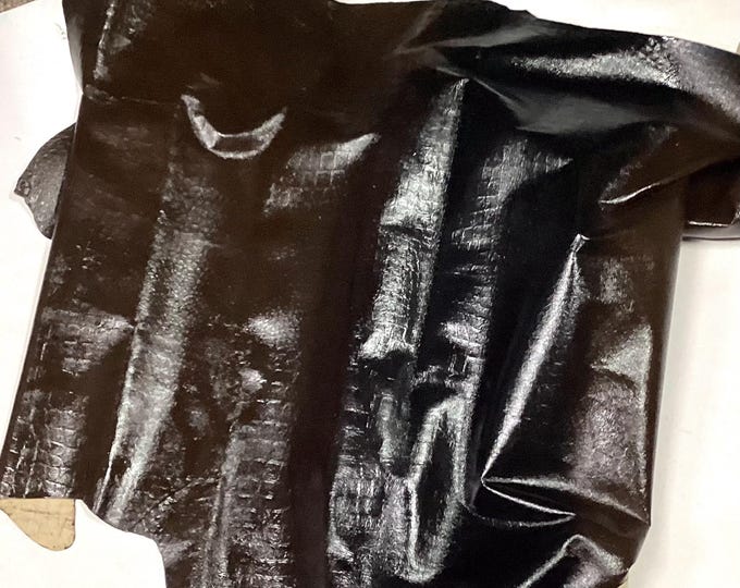 Brown and Black Embossed Gator Leather Lambskins.  LAMB6128