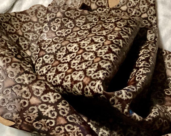 Brown Embossed Leather Cowhides.  NC106.  Crafting Leather.