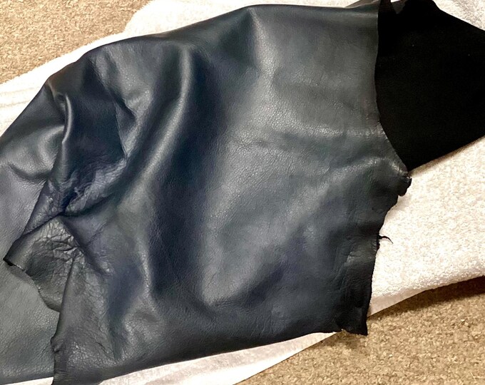 Deerskin Remnants. dark Navy Blue. Leather pieces.  OSM1668