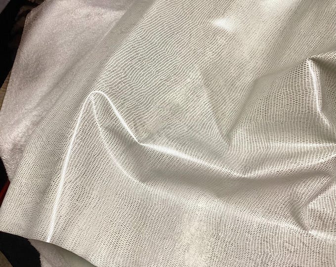 Off white embossed Python leather Lambskin.  Leather hides.  OSM1562
