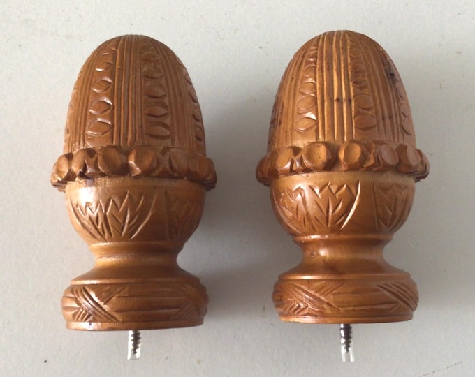 Package of 2 Golden Brown Hard plastic Finials. Decorative, Home Decor.  FN69