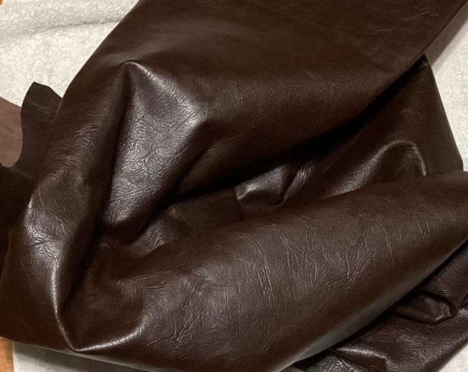 Brown Embossed Leather Cowhide Remnant.  Leather Hides.  Crafting Leather,  CL47