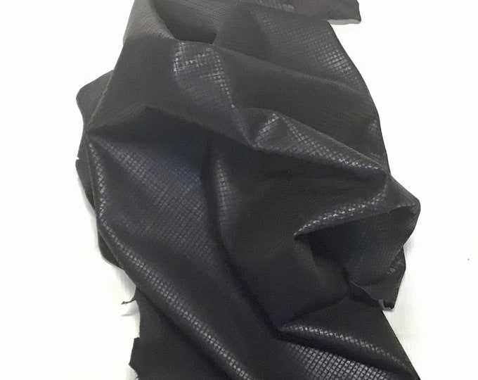 Dark Brown Printed Checkerboard Leather Lambskin.  Leather Hide. LAMB8031