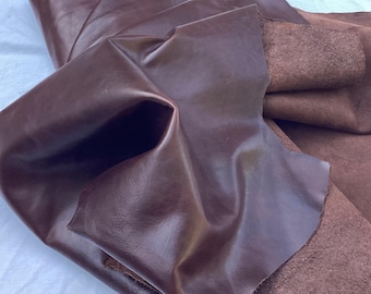 20 Square Feet Dark Brown Leather Cowhide Sides. Upholstery, garment, crafting leather.  0726951
