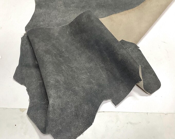 Blueish-Gray Distressed Leather Cowhides. Leather Hides. Cowhides.  OSM415