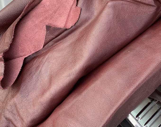 Scarlett Burgundy Leather Cowhide: Upholstery, Handbag Material, Semi-Gloss Finish. DEAL4