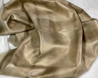 Beige & Brown Printed Leather Lambskin.  Leather Hides.  OSM40219
