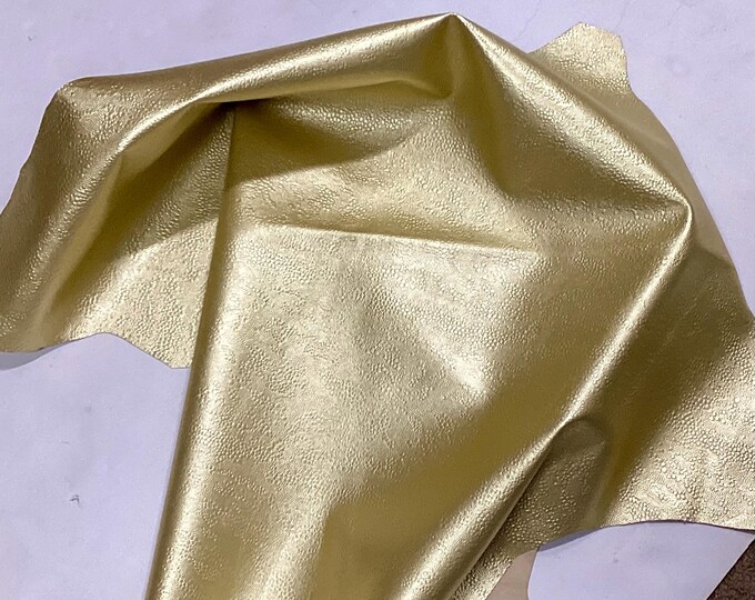 Yellow Gold Embossed Leather Lambskin.  Leather Hides,  Handbag Leather.  Gifts for Her.  OSM630