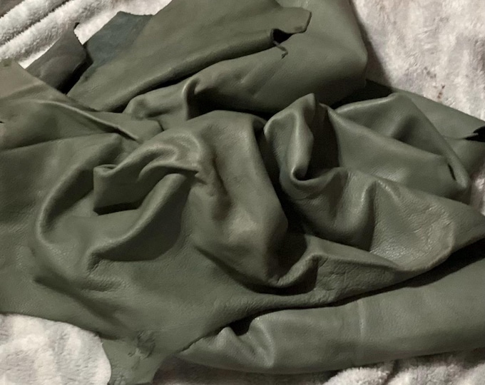 51 square feet gray green leather cowhide. Upholstery. Garment. Automotive. DEAL65