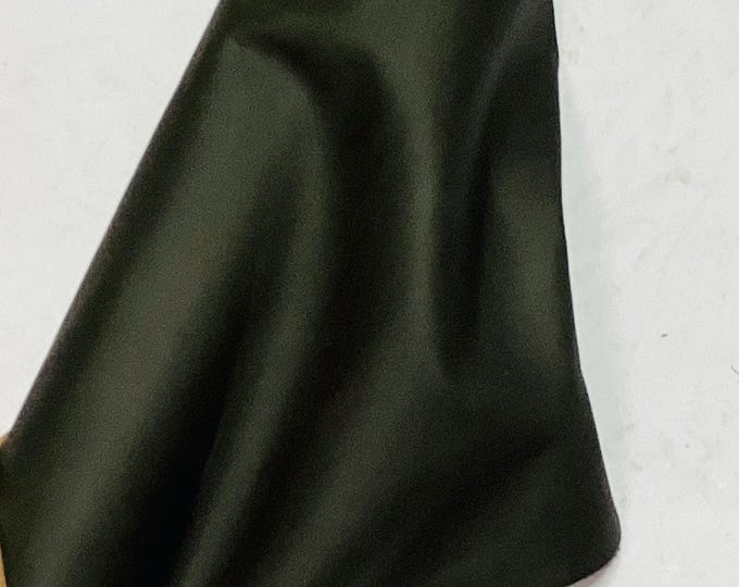 Olive Green Cowhide Leather: Soft Semi-Gloss Upholstery, Crafting. TOWN660