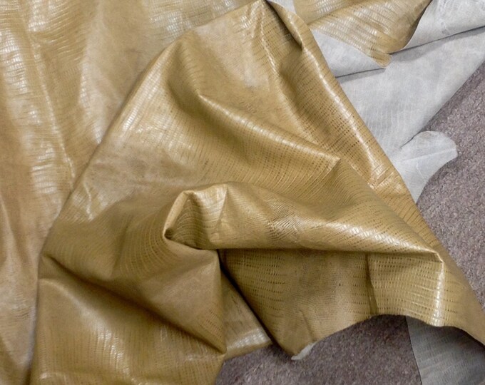 Caramel Embossed Lizard Leather Cowhide Partial REDU3