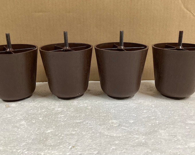 4 Brown Plastic Bell Furniture Legs.  Chair Risers. 1641
