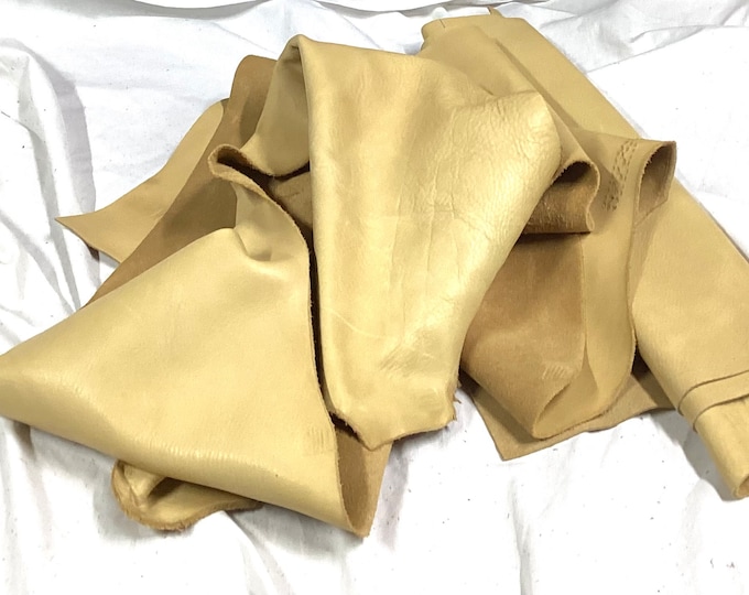 Pale Yellow Leather Cowhide Remnants,mmB141