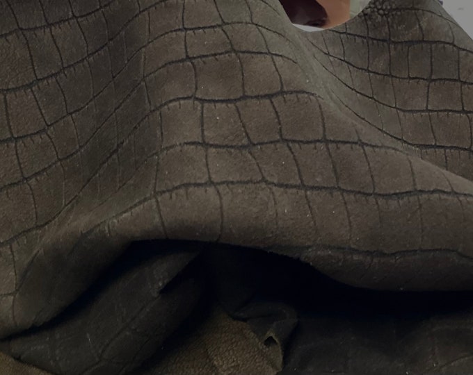 Dark Brown Laser Cut Gator Leather Lambskin.    OSM36