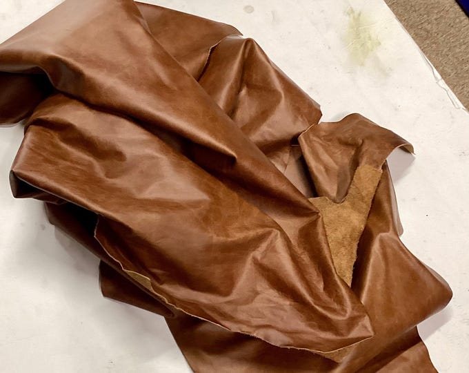 Pueblo Caramel Leather Cowhides. Half Hides. Leather Hides. Remnants,  BR885