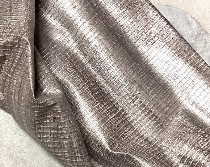 Tarnished Silver Distressed Leather Cowhide Remnant.  LPC85