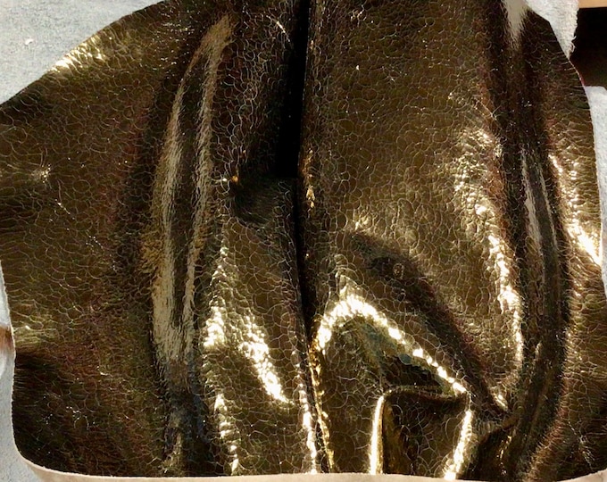 Gloss Brass Leather Lambskins.  Leather Hides,  DD3011