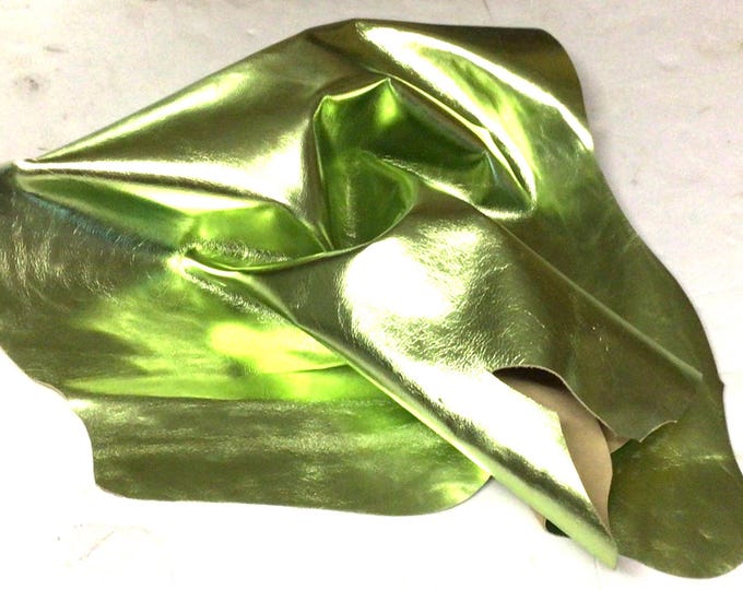 Green leather Lambskins.  Leather hides. Crafting leather. Handbag leather. OSM1819