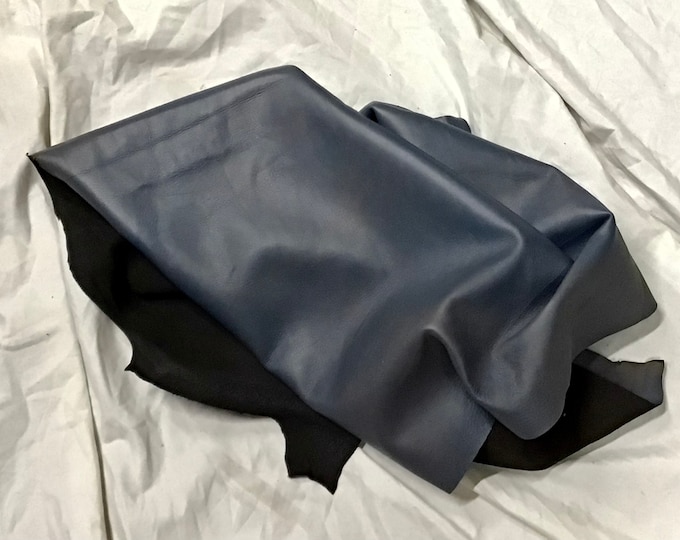 Blue Distressed Leather Deerskin Remnant. DD4083