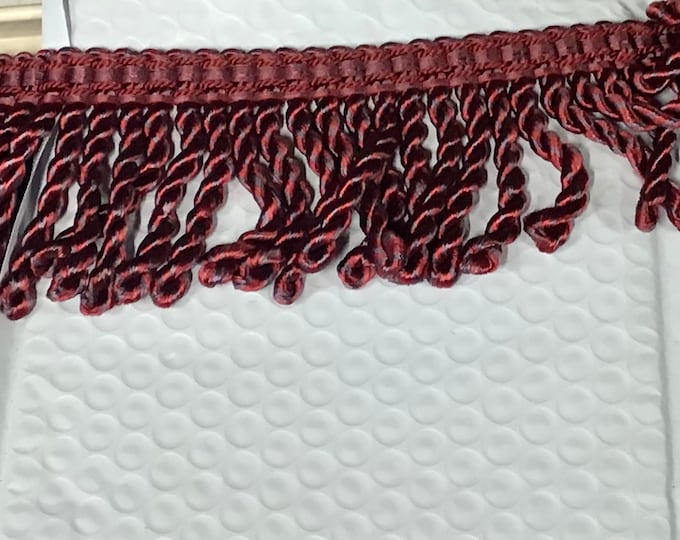 Red with Light Blue Tint Woven 3 Inch Bullion Fabric.  Trim. Home Decor. PR22