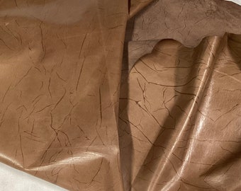 Brown Printed Smooth Texture Leather Lambskin.  OSM40220