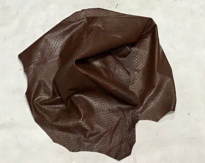 Brown Embossed Osteich Leather Lambskins LAMB7106