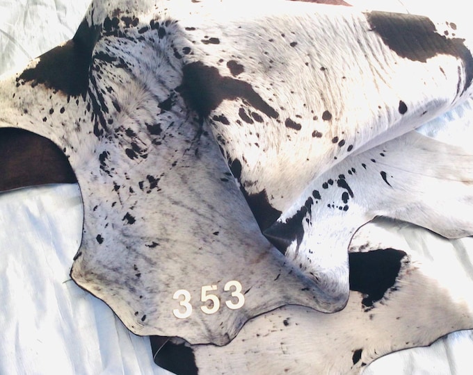Brown Acid Wash Hair on Cowhide Remnant, Leather Hides, Craft Supplies.  HOHR353