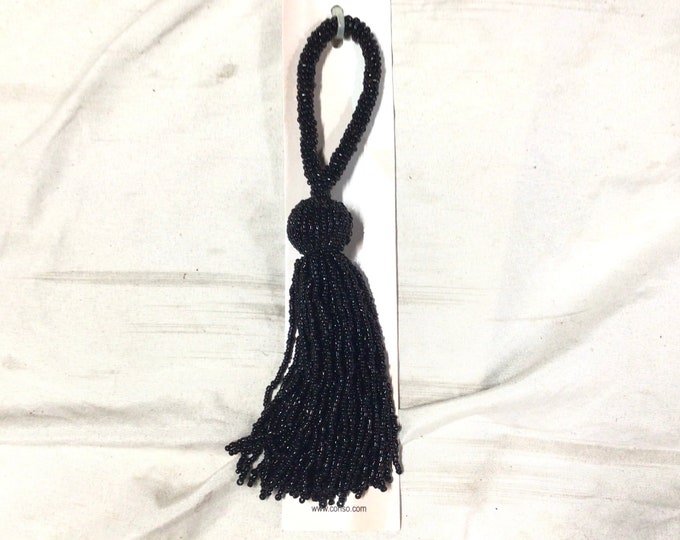 Black Beaded 4 1/2 Inch Tassel with 3 inch Loop.  RO1
