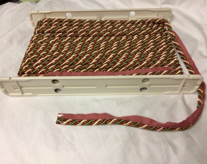 12 yards green, red, and cream 3/8 inch  cord with 1/2 lip. CLX06