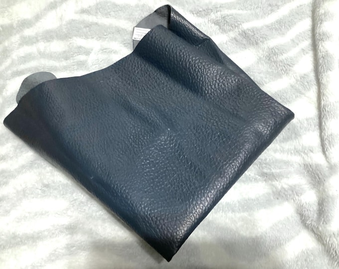 Blue Embossed Pebble Grain Leather Cowhide Remnant. Craft Leather.  LAC102