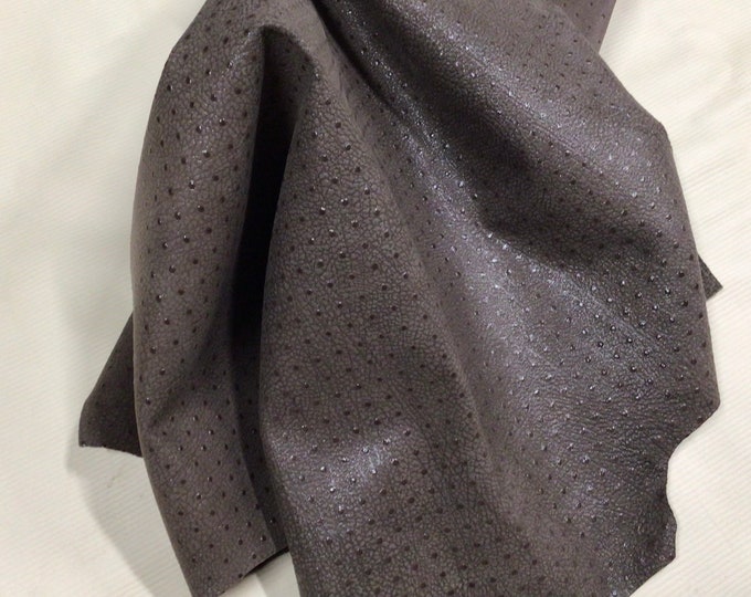 Taupe Embossed Ostrich Leather Lambskin.  LAMB3