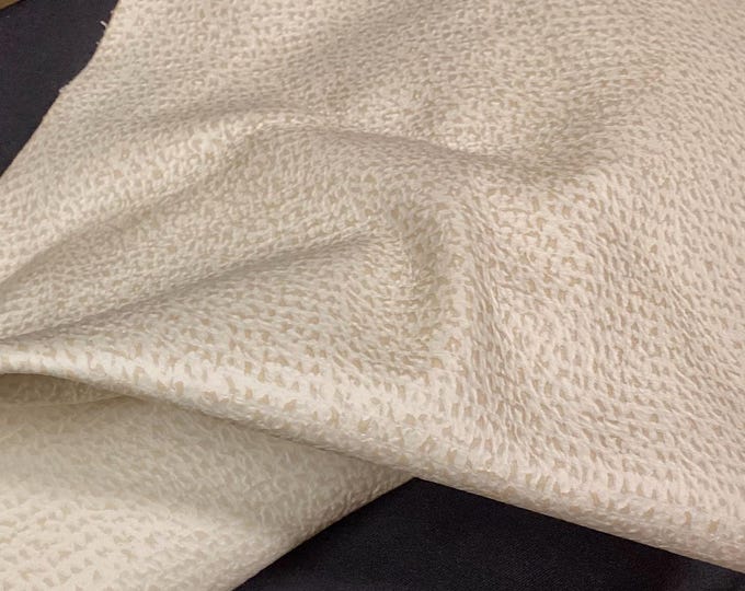 Off White/Cream Classic Embossed Stitch Pattern Leather Cowhide Sides.  TOWN20
