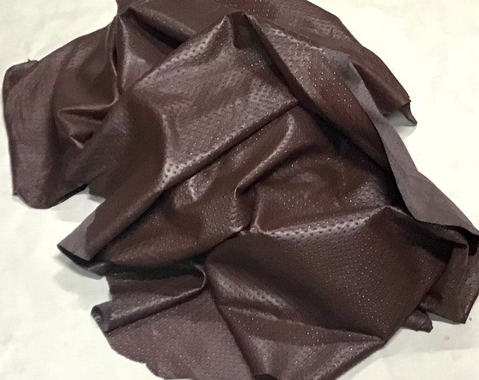 Brown Embossed Ostrich Learher Lambskins.  LAMB7605