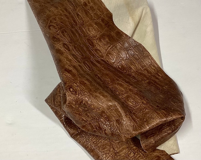 Light Brown Embossed Hornback Leather Lambskin.  Leather hides.  OSM07733